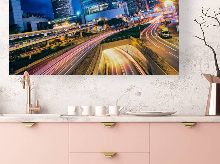 Street traffic in Hong Kong at night by Dmitry Rukhlenko