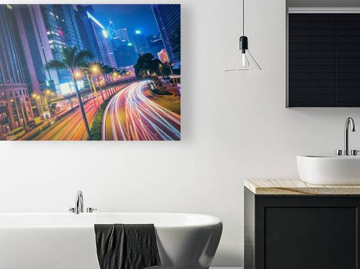 Street traffic in Hong Kong at night by Dmitry Rukhlenko