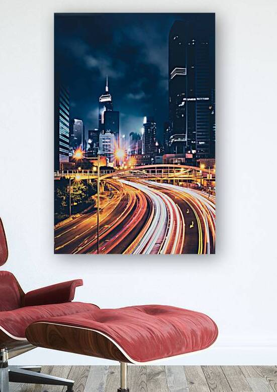 Street traffic in Hong Kong at night by Dmitry Rukhlenko