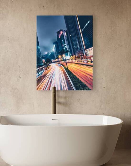 Street traffic in Hong Kong at night by Dmitry Rukhlenko