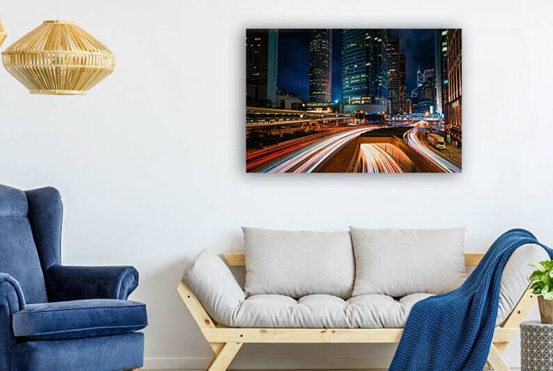 Street traffic in Hong Kong at night by Dmitry Rukhlenko