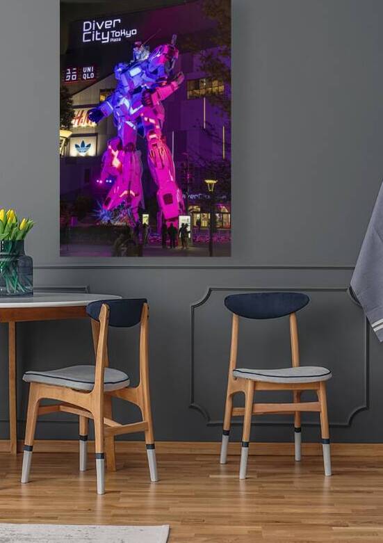 Giant gundam statue standing by Gualtiero Boffi