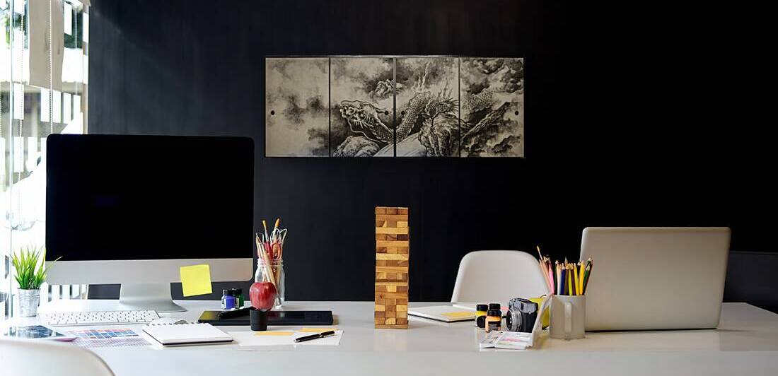 Japanese dragons emerging from clouds by Gualtiero Boffi