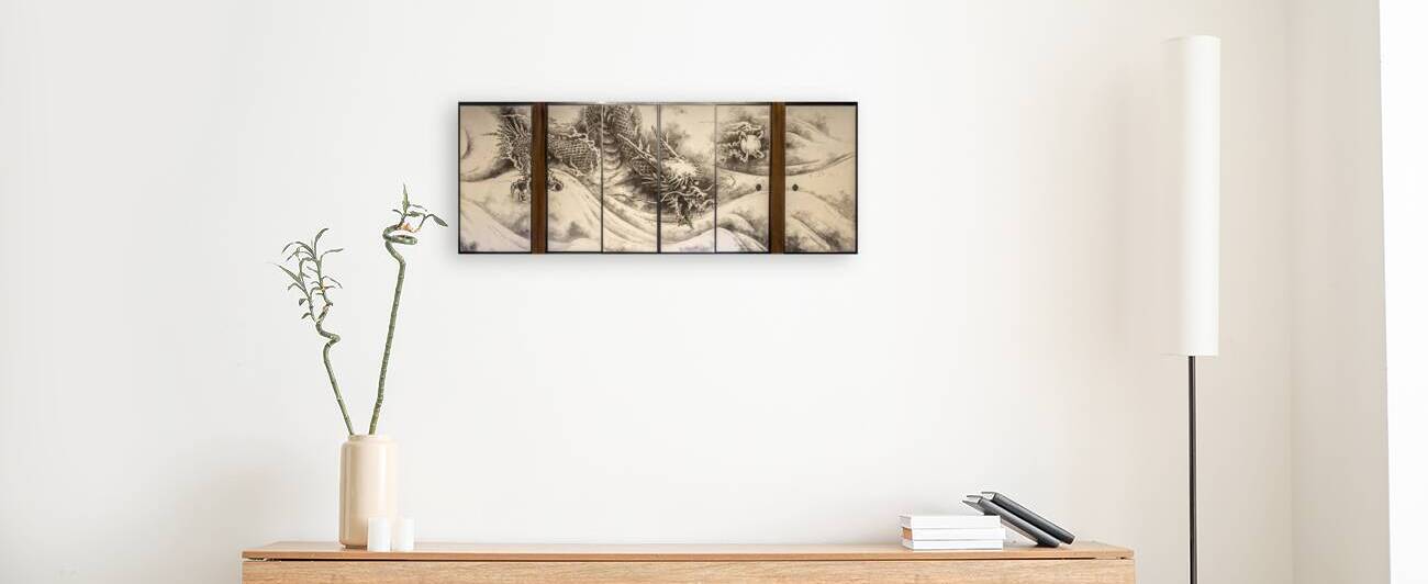 Traditional japanese dragon painting on sliding doors  by Gualtiero Boffi