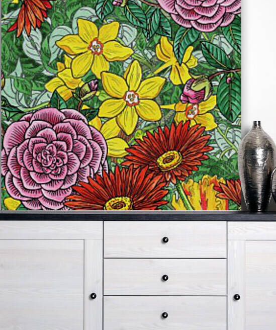 Watercolor Botanical Flowers Garden Flowerbed I by Irina Sztukowski