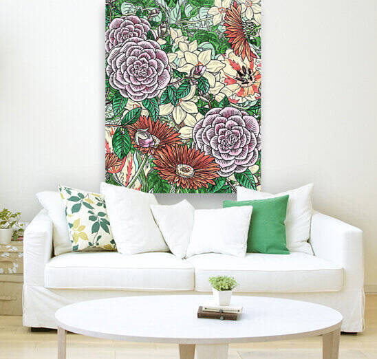 Watercolor Botanical Flowers Garden Flowerbed II by Irina Sztukowski