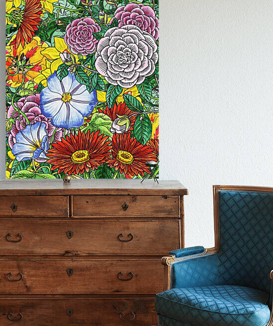 Watercolor Botanical Flowers Garden Flowerbed III by Irina Sztukowski