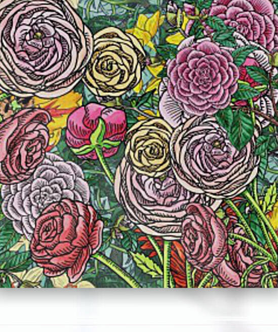 Watercolor Botanical Flowers Garden Flowerbed V by Irina Sztukowski