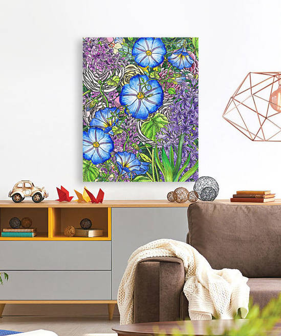 Watercolor Botanical Flowers Garden Flowerbed VI by Irina Sztukowski