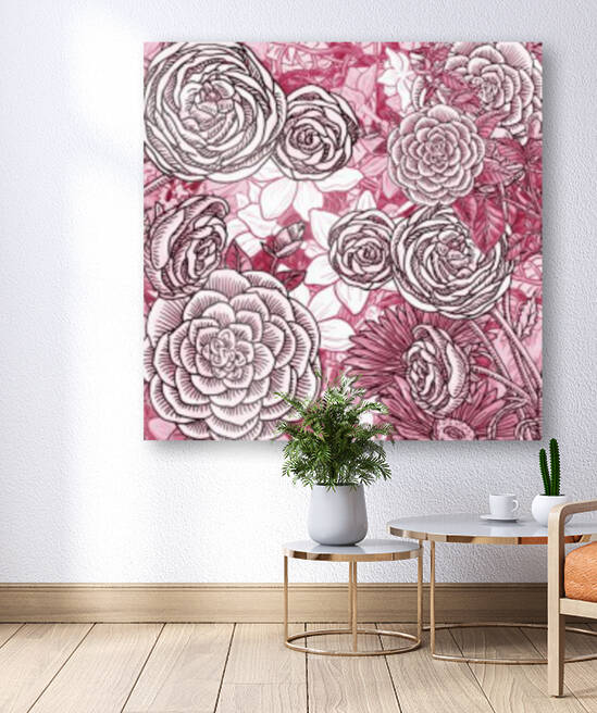 Watercolor Botanical Flowers Garden Pink Flowerbed IV by Irina Sztukowski