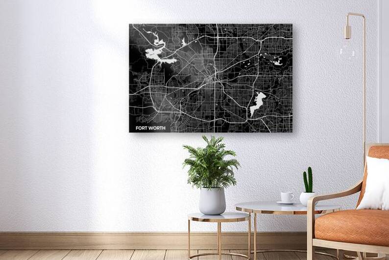 Fort Worth Texas City Map Print by Conceptual Photography