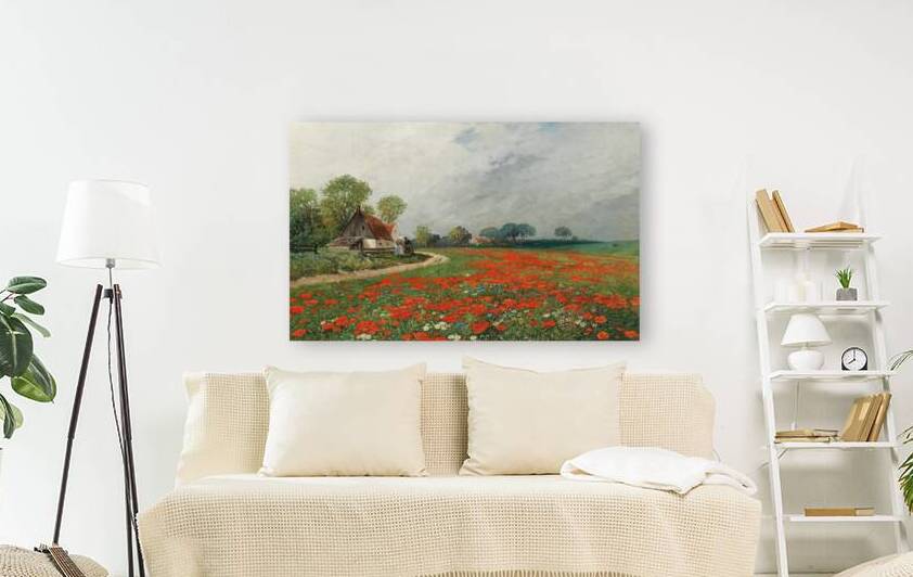 A Poppy Field with Daisies by Adolf Kaufmann [1848–1916] by MyCozyFineArt
