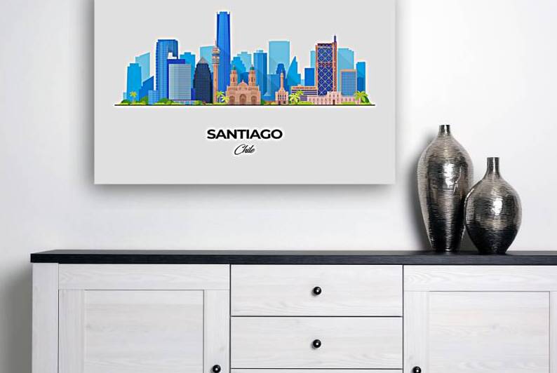Santiago Chile City Skyline Print by Conceptual Photography