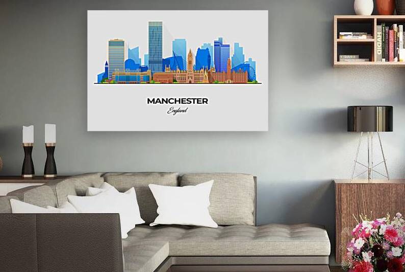 Manchester England City Skyline Print by Conceptual Photography