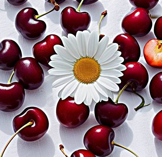 cherry pattern on white background by Kawtar el harda