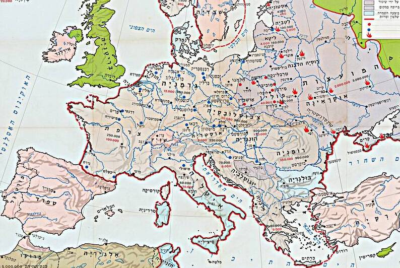 Holocaust Map of Europe 1938–1945 – Stark Demographic Visualization Showing Jewish Populations Before and After World War II Across Europe and the Impact of Nazi Extermination Policies by History In Your Home