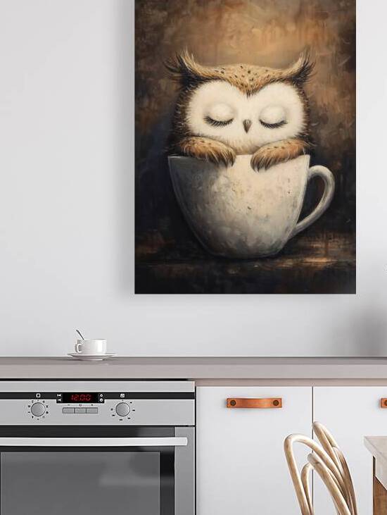 Cozy Owl in Coffee Cup by Anne Laure GOUPIL