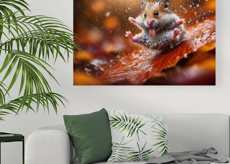 Playful Hamster in the Rain by Anne Laure GOUPIL