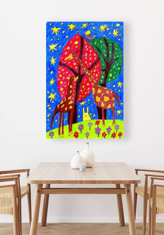 Abstract Doodle Art Giraffes- Mother and Child  by Catriona Roberts Nature Photography and Designs