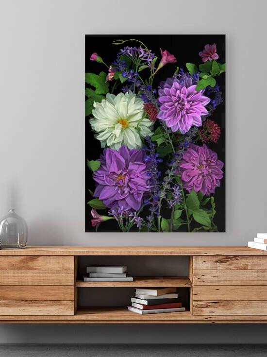 Four Dahlias Spring Bouquet                                                                                                                                                                                                                           by Jane Baron