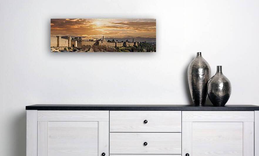 Israel Panoramic skyline view of Jerusalem Old City in historic center with Tower of David in the background by Elijah Lovkoff