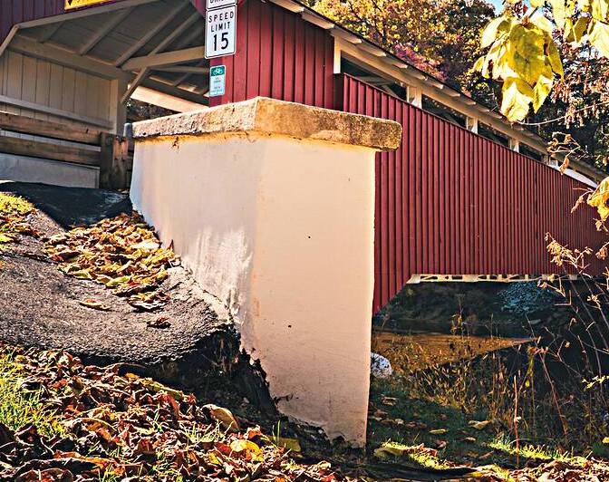Geigers Covered Bridge Autumn View from Below by Jason Fink