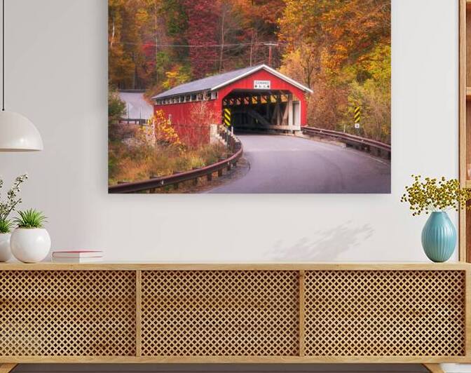 Schlichers Covered Bridge Fall Landscape by Jason Fink