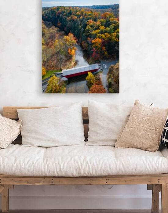 Geigers Covered Bridge Fall Aerial by Jason Fink