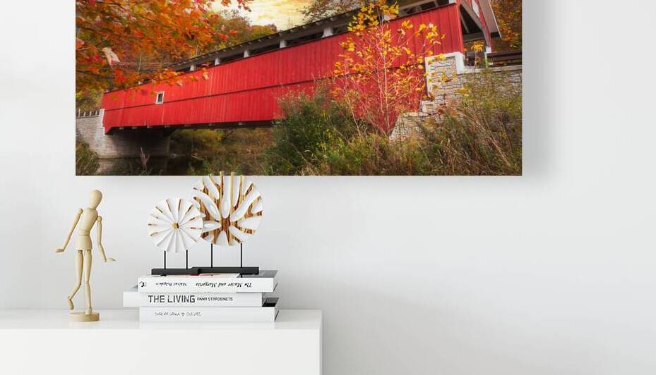 Schlichers Covered Bridge Autumn Sunrise by Jason Fink