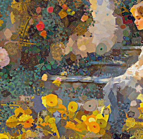 Woman Enjoying Relaxing Moment in the Garden Painting by Sandy Richter