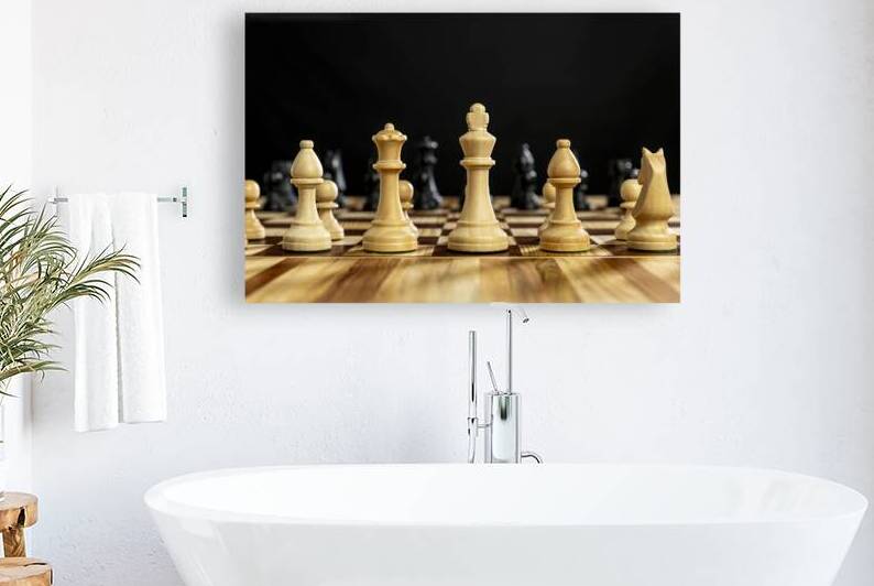 Chess pieces on wooden chessboard  by Gualtiero Boffi
