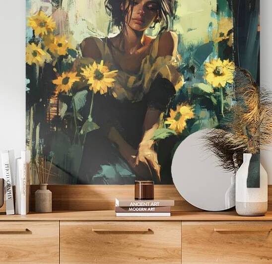 Tranquil Beauty Amid Sunflowers by Fab Haven