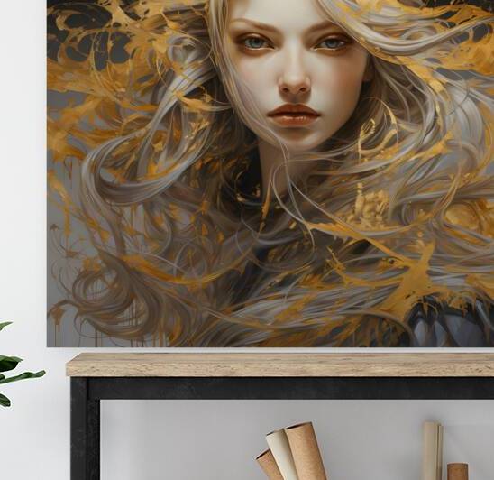 Ethereal Portrait with Golden Swirls by Fab Haven