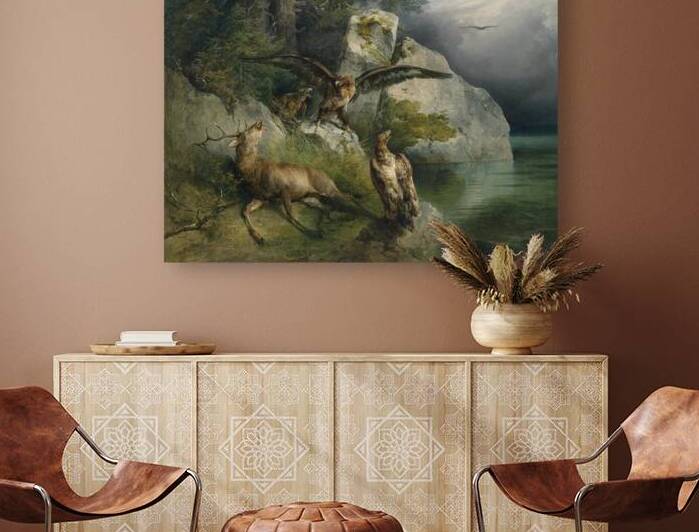 Adler und sterbender Hirsch [Eagles and Dying Stag] [1836] by Friedrich August Matthias Gauermann [1807–1862] by MyCozyFineArt