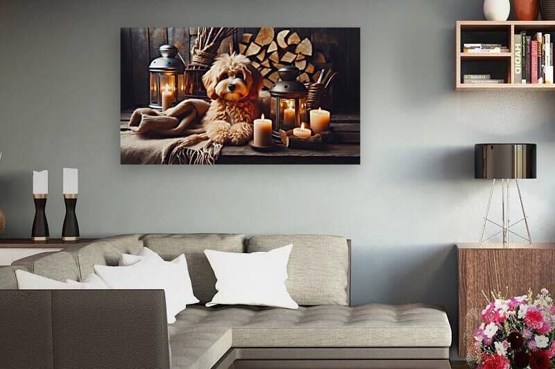 Tan Dog and Candles by Jerry Fornarotto