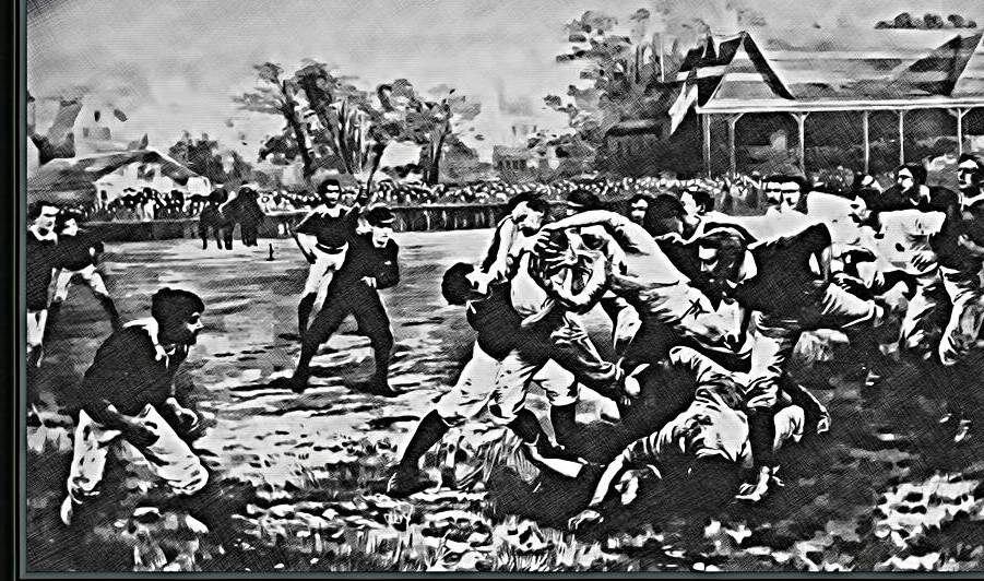 1954 Drawing Showing Football in 1869 by Row One Brand
