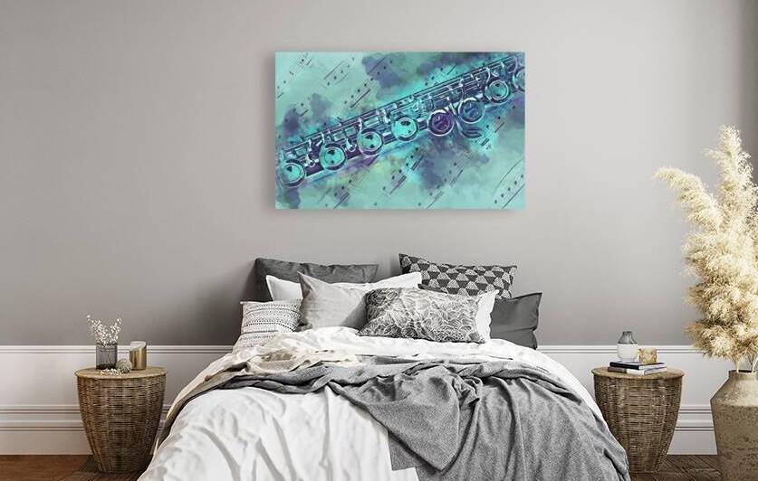 Blue flute watercolor by DELPHIMAGES