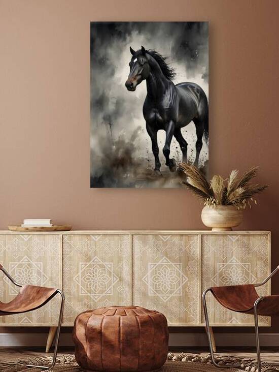 Majestic Black Stallion in Motion by Fab Haven