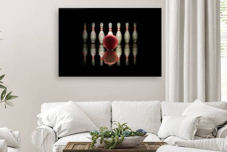 Bowling strike bowl and pins by DELPHIMAGES