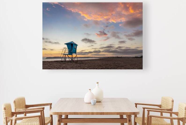 Lifeguard tower at sunset in San Diego by DELPHIMAGES