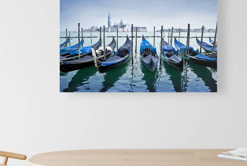 Gondolas in Venice facing San Giorgio Maggiore by DELPHIMAGES