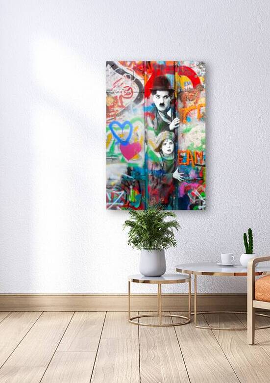 Charlie Chaplin and the Kid Street Art style by DELPHIMAGES