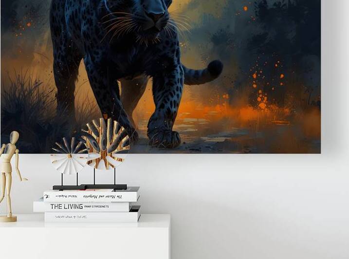 Majestic Black Leopard in Fiery Glow by Fab Haven