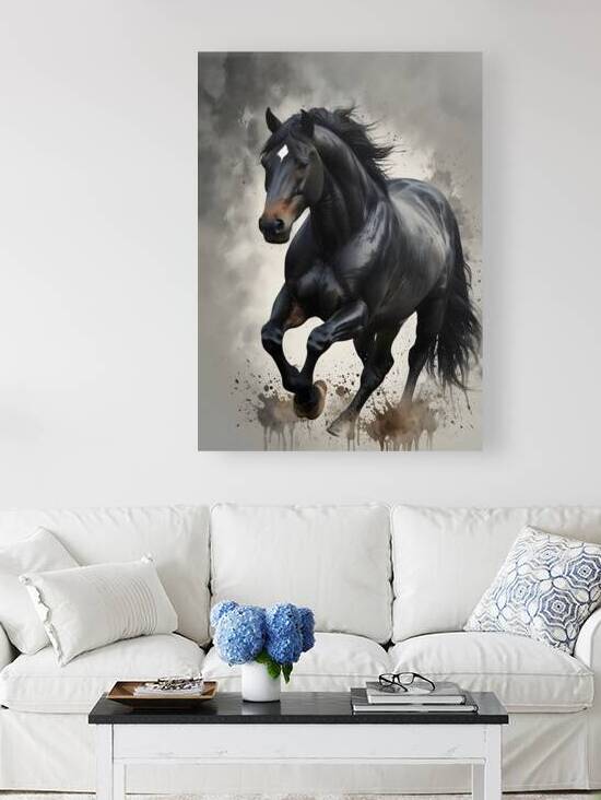 Powerful Black Horse in Motion by Fab Haven