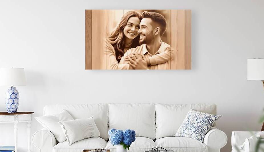 Personalized Wooden Photo Engraving – Romantic Couple Portrait Gift by Digi Mart