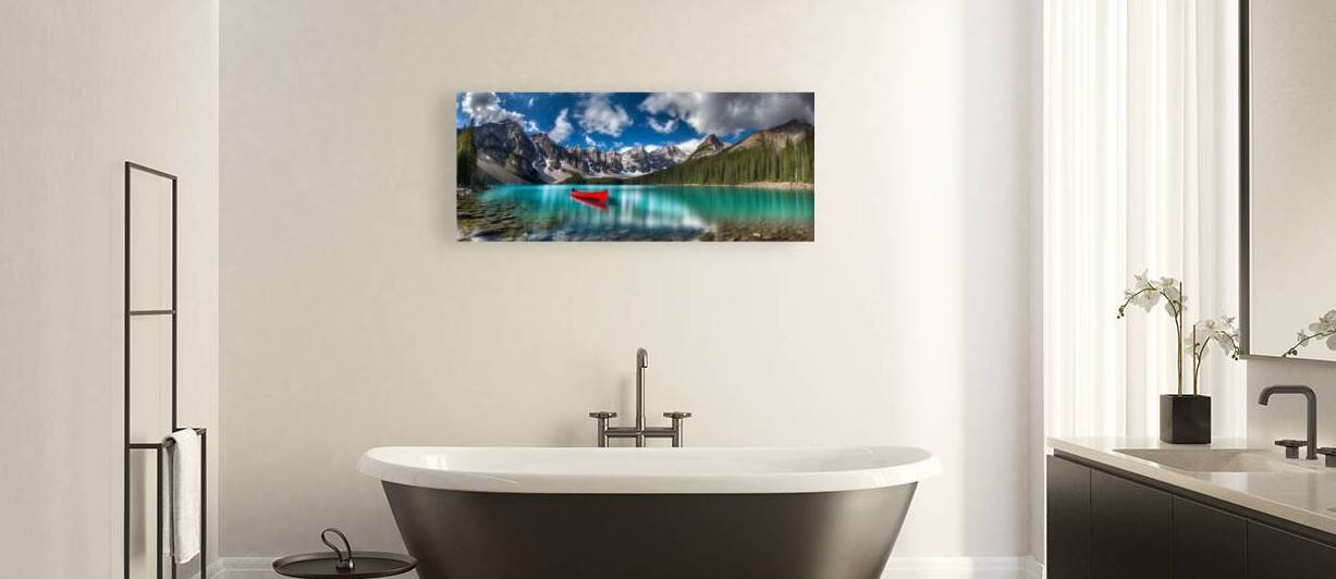 Red Canoe on Lake Moraine 1 by The Mabazza Foundation 