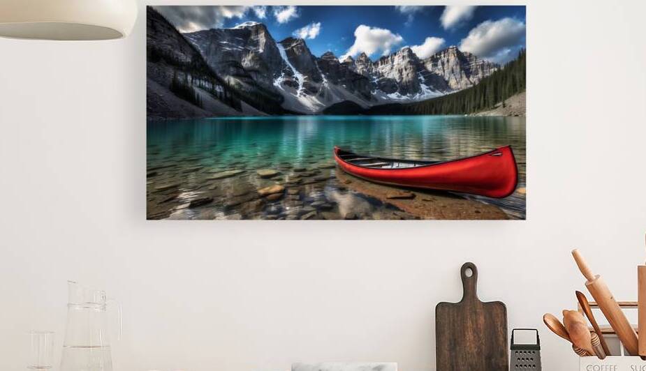 Red Canoe on Lake Moraine 4 by The Mabazza Foundation 