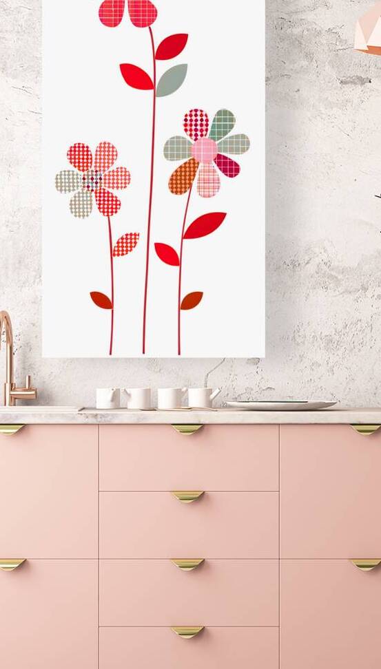 Plaid Botanica 21 - Modern Retro Floral Art Prints by Savage Art Prints