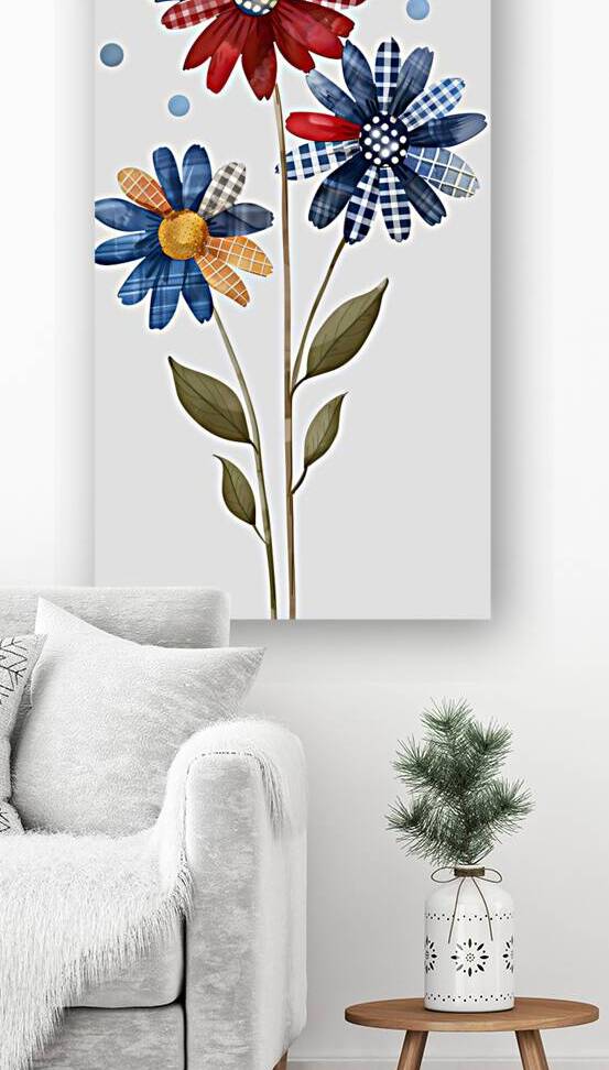 Plaid Botanica 7 - Retro Floral Art Prints by Savage Art Prints