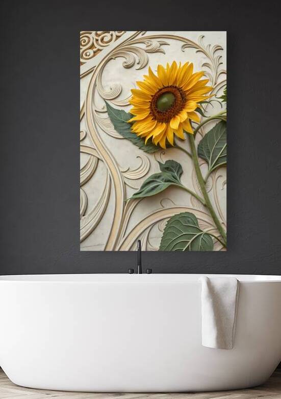 Golden Elegance: Sunflower Art Nouveau Masterpiece by ClikChik